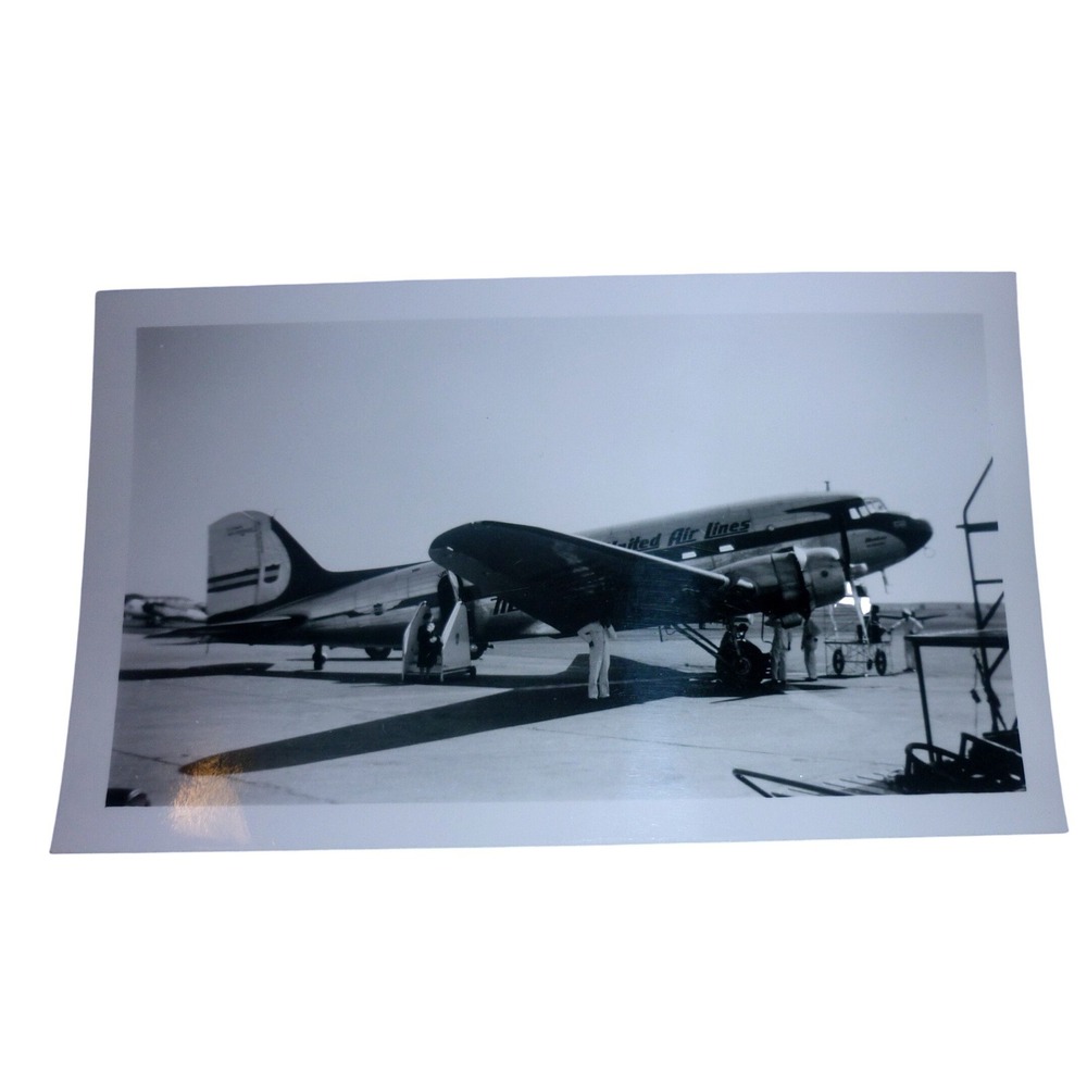 Vintage 1947 United‎ Air Lines Douglas DC-3 Mainliner Airplane Photo 3x5 USA